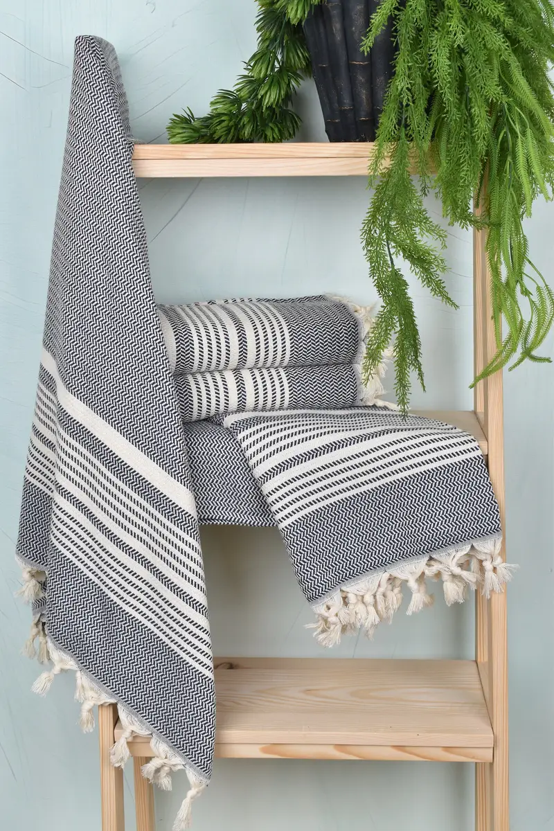 Lightweight towel, Beach Towel Bulk, Birthday Gift, 70x40 Cotton Striped Towel, Absorbent towel, Travel towel, Lightweight Turkish towel for beach - 6
