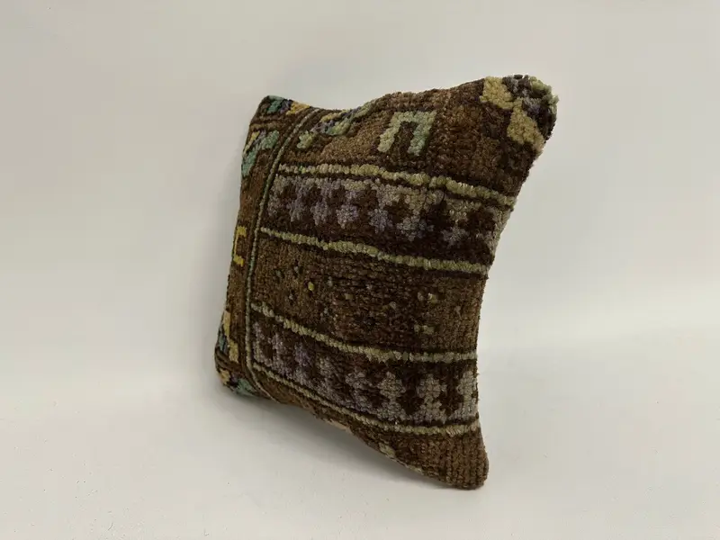 12x12 Brown Pillow Cover, Outdoor Patio Cushion, Pillow Sham, Ethnical Kilim Rug Pillow, Kilim Pillow Cover, Handmade Kilim Cushion - 4