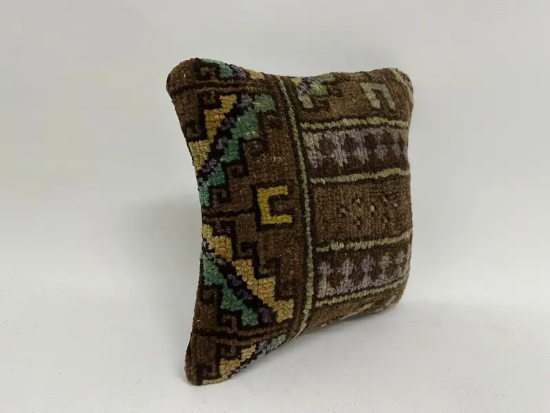12x12 Brown Pillow Cover, Outdoor Patio Cushion, Pillow Sham, Ethnical Kilim Rug Pillow, Kilim Pillow Cover, Handmade Kilim Cushion - 3