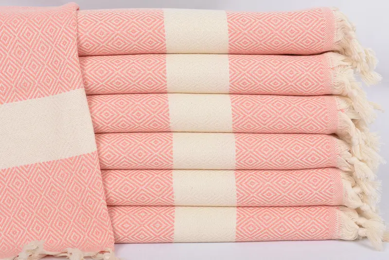 Custom Hand Towel Turkish Tea Towel Coral Diamond Dish Towel, 36x20 Inches