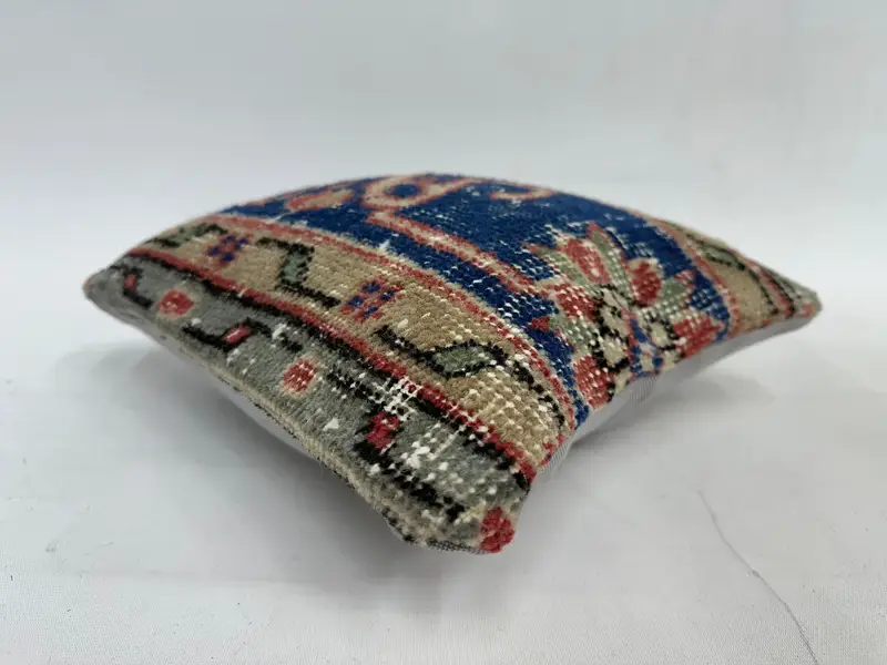 Turkish Pillow, Antique Pillows, Christmas Pillow Sham, 12x12 Blue Cushion Cover, Pillow, Turkish Corner Pillow, Home Decor Pillow - 6