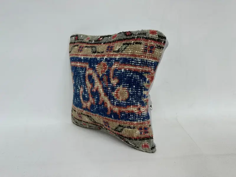 Turkish Pillow, Antique Pillows, Christmas Pillow Sham, 12x12 Blue Cushion Cover, Pillow, Turkish Corner Pillow, Home Decor Pillow - 4