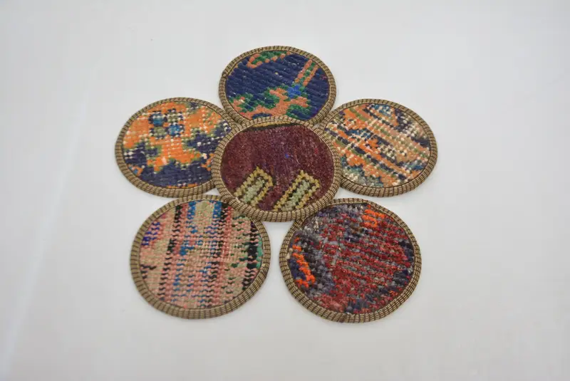 Juego de posavasos redondos bohemios, posavasos naranjas y rojos