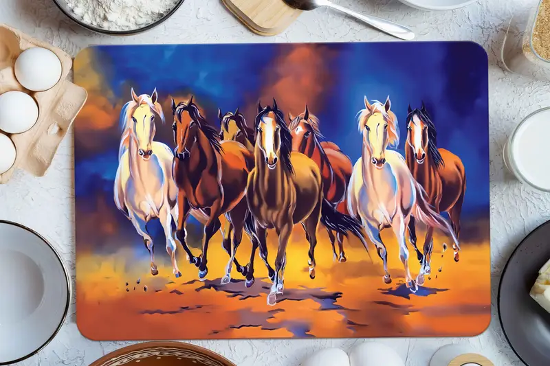 Tabla de cortar de vidrio White Horse, cocina de granja esencial