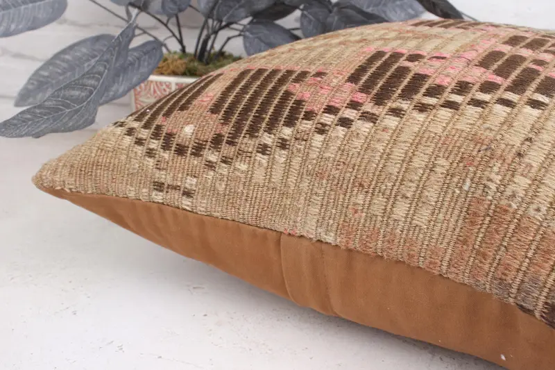 Interior Designer Pillow, 18x18 Pink Pillow Cover, Southwestern Pillow, Cushion Case, Handwoven Pillow Case, Pillow for Couch, Turkish Kilim Pillow - 7