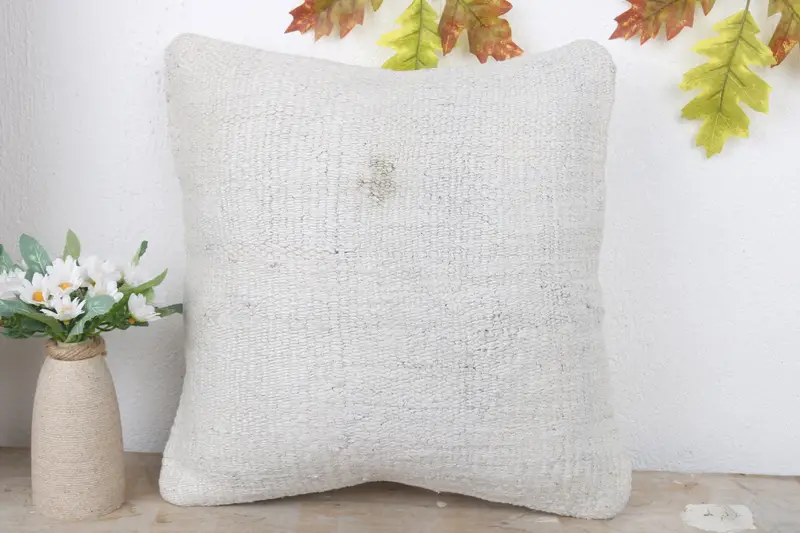 Handmade Kilim Cushion, Decorative Throw Cushion Case, Cushion, Handmade Throw Cushion, 16x16 White Pillow Case, Turkish Pillow, Kilim Cushion Sham - 2