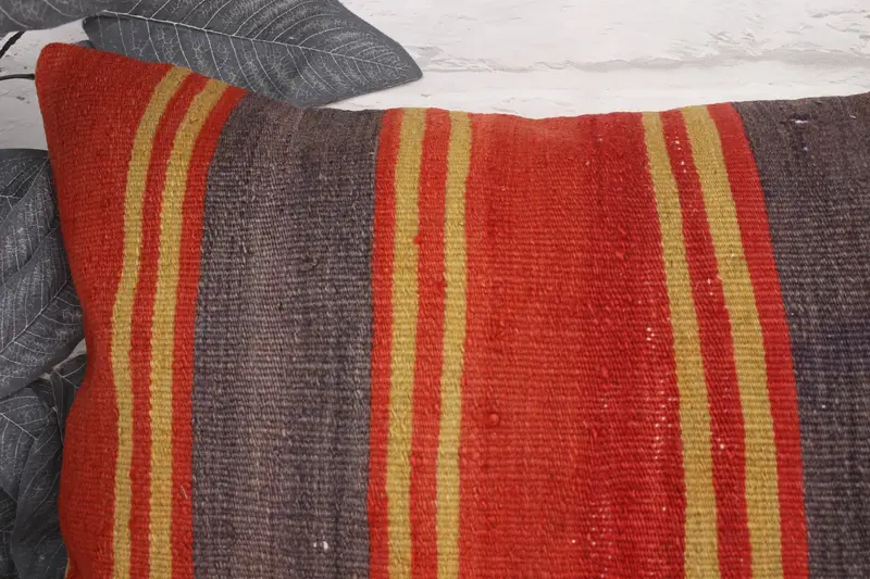 Bolster Throw Pillow, Kilim Rug Pillow Sham, Ethnical Kilim Rug Pillow, 16x24 Red Cushion, Cushion, Turkish Kilim Pillow, Kilim Pillow - 2