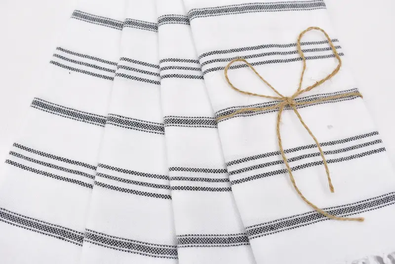 Turkish Towel Hand Towel, Monogram Kitchen Towel, 40x24 Cotton Striped Towel, Boyfriend Gift, Kitchen Towel, Xmas Gifts, Family Gift, Summer Towel - 4