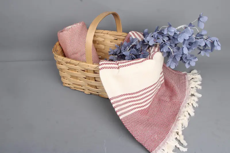 Beach Towel Striped Turkish Cotton Beige, Organic Cotton, 40x71 Inches