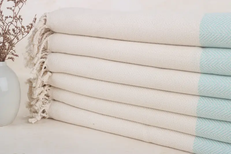 Zick-Zack-Handtuch, türkisches Badetuch, Mint-Baumwolle, 91,4 x 180,9 cm