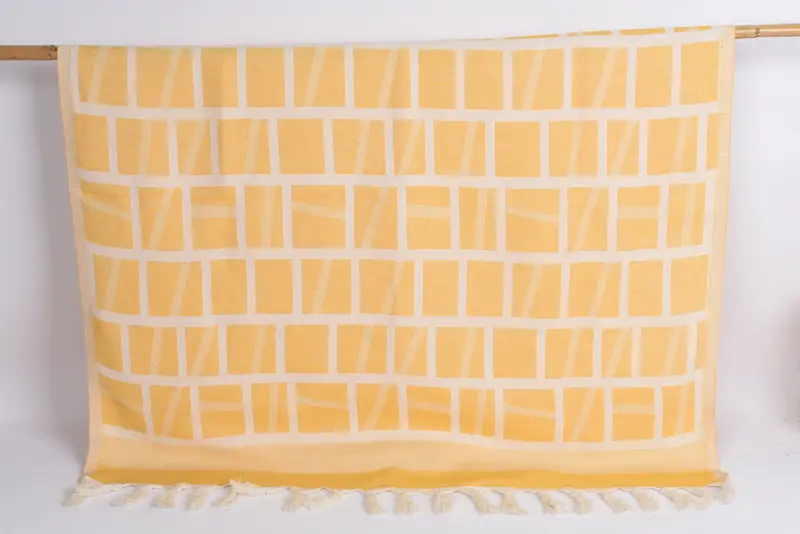 Turkish Towel Beach Towel, Personalized Dark Yellow Patterned Towel, 69x34 Inches