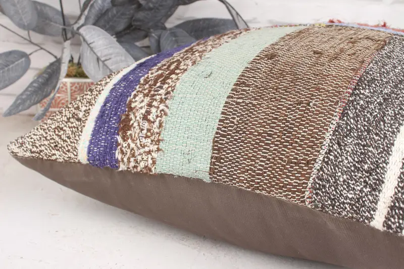 Pillow for Sofa, Tapestry Cushion Case, 20x20 Brown Pillow Sham, Vintage Kilim Throw Pillow, Pillow Cover, Interior Designer Pillow - 7