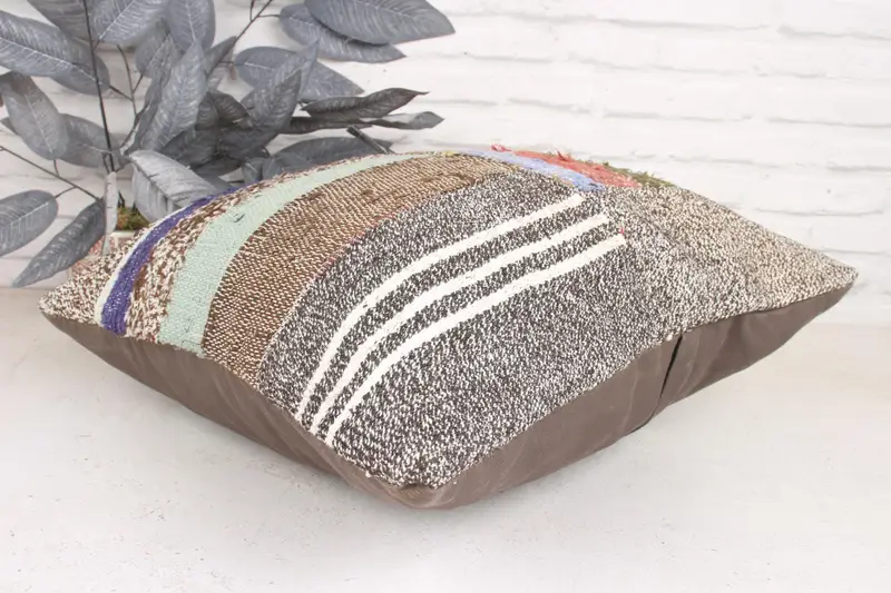 Pillow for Sofa, Tapestry Cushion Case, 20x20 Brown Pillow Sham, Vintage Kilim Throw Pillow, Pillow Cover, Interior Designer Pillow - 6