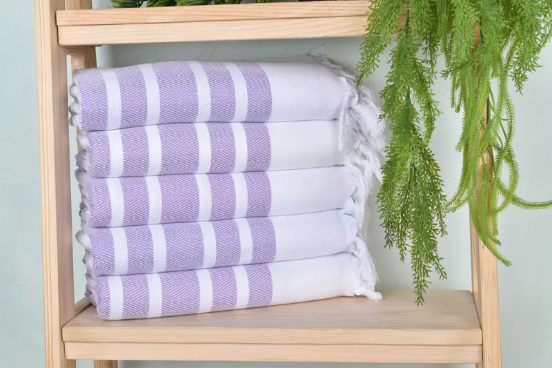 Home Decor Gifts Lilac Cotton Towel Chevron, 36x67 Inches