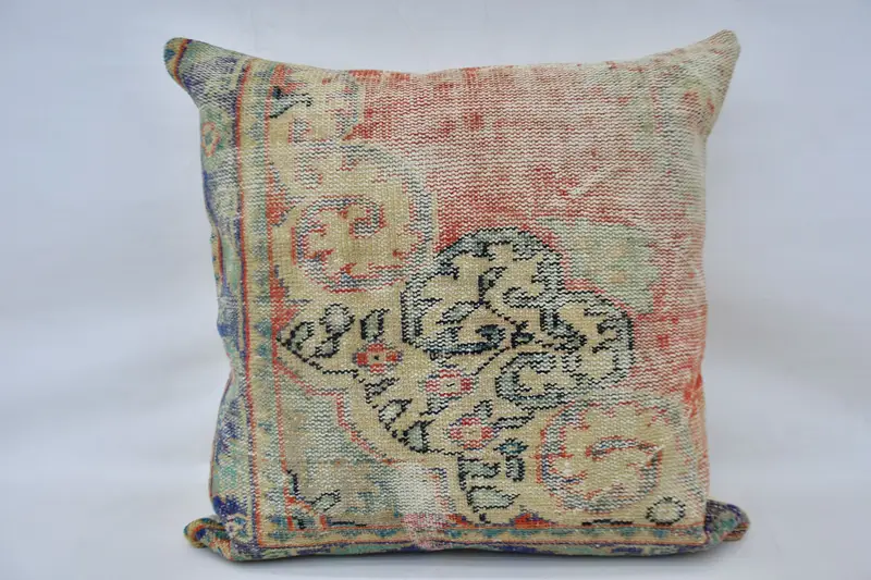 Designer Throw Cushion, Boho Pillow Sham Cover, Cushion, Patio Pillow Sham, Vintage Kilim Pillow, Antique Pillows, 32x32 Beige Cushion Cover - 4