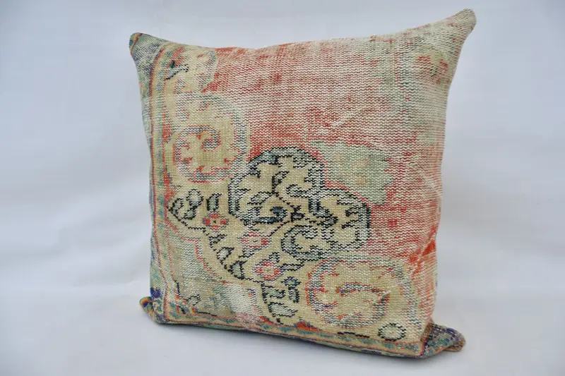 Designer Throw Cushion, Boho Pillow Sham Cover, Cushion, Patio Pillow Sham, Vintage Kilim Pillow, Antique Pillows, 32x32 Beige Cushion Cover - 5