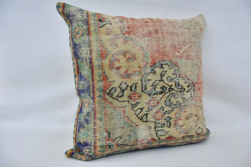 Designer Throw Cushion, Boho Pillow Sham Cover, Cushion, Patio Pillow Sham, Vintage Kilim Pillow, Antique Pillows, 32x32 Beige Cushion Cover - 3
