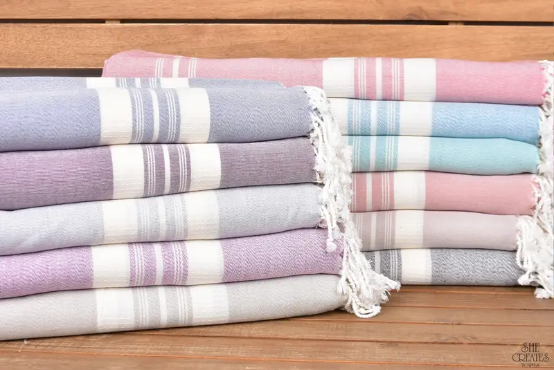 Monogram Beach Towel, Sand-free towel, Luxury Turkish Bath Towel, House Warming Gift, Lightweight towel, Yoga Towel, 60x38 Cotton Striped Towel - 1