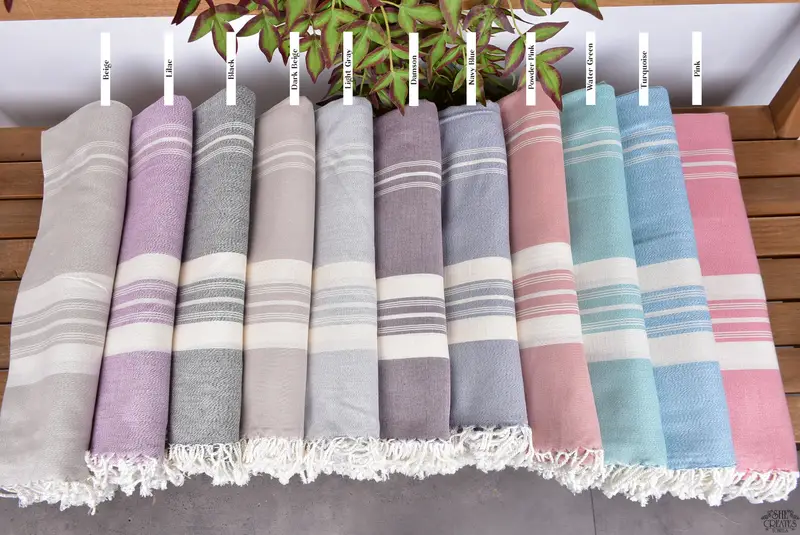 Monogram Beach Towel, Sand-free towel, Luxury Turkish Bath Towel, House Warming Gift, Lightweight towel, Yoga Towel, 60x38 Cotton Striped Towel - 2