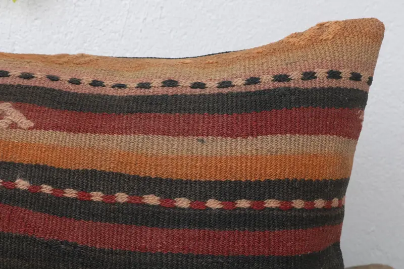 Kilim Pillow, Turkish Bench Pillow Sham, Ethnic Throw Cushion, 12x20 Purple Pillow, Cushion Case, Gift Pillow, Boho Pillow, Ikat Pillow - 5
