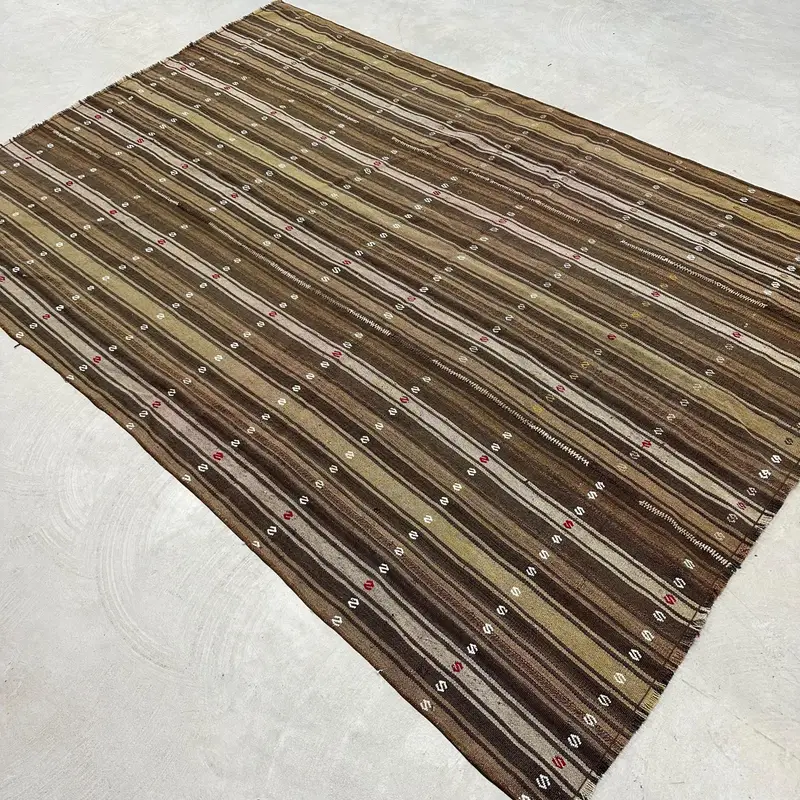 5.2x7.4 ft Area Turkish Rug, Brown Polka dot Vintage Rug - 1