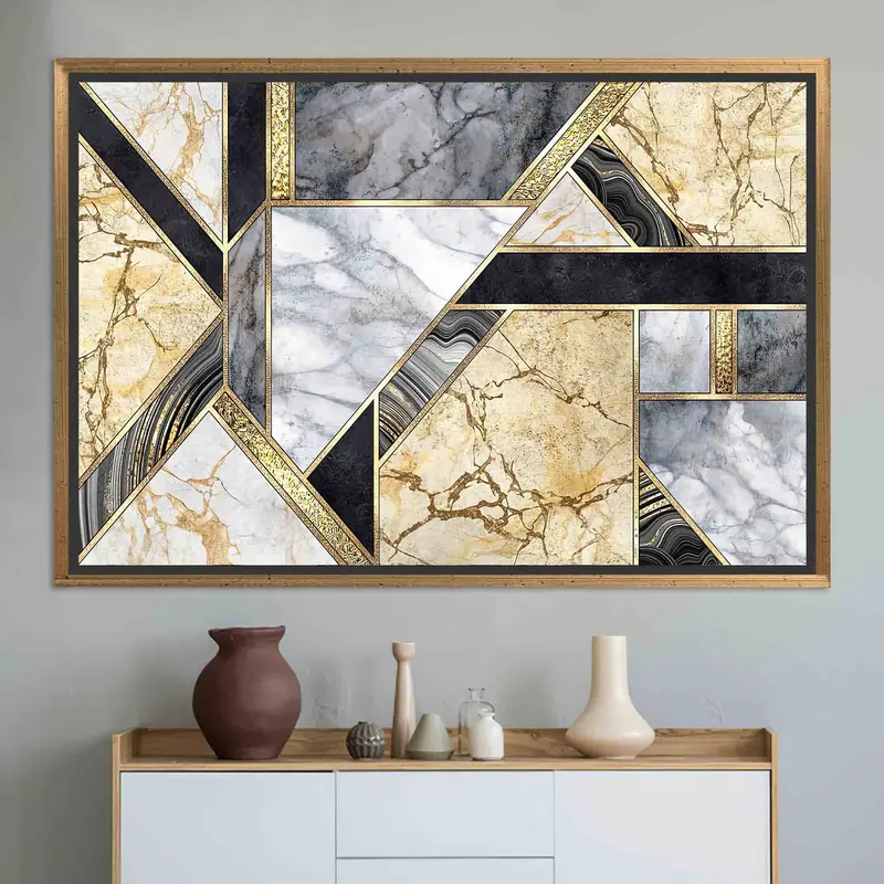 エレガントでモダンな大理石プリントキャンバス - 芸術的な家の装飾