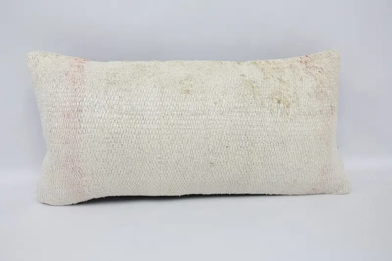 Pillow Sham, Decorative Bolster Cushion Cover, Boho Pillow, Authentic Cushion, Kilim Pillow Cover, 12x24 White Pillow Case, Pillow for Couch - 1