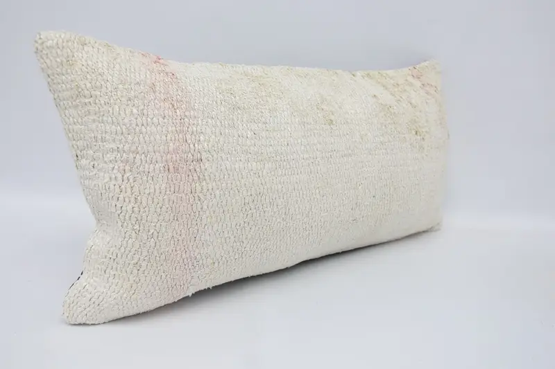 Pillow Sham, Decorative Bolster Cushion Cover, Boho Pillow, Authentic Cushion, Kilim Pillow Cover, 12x24 White Pillow Case, Pillow for Couch - 3