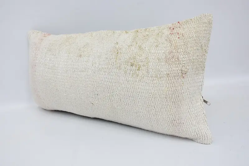 Pillow Sham, Decorative Bolster Cushion Cover, Boho Pillow, Authentic Cushion, Kilim Pillow Cover, 12x24 White Pillow Case, Pillow for Couch - 4