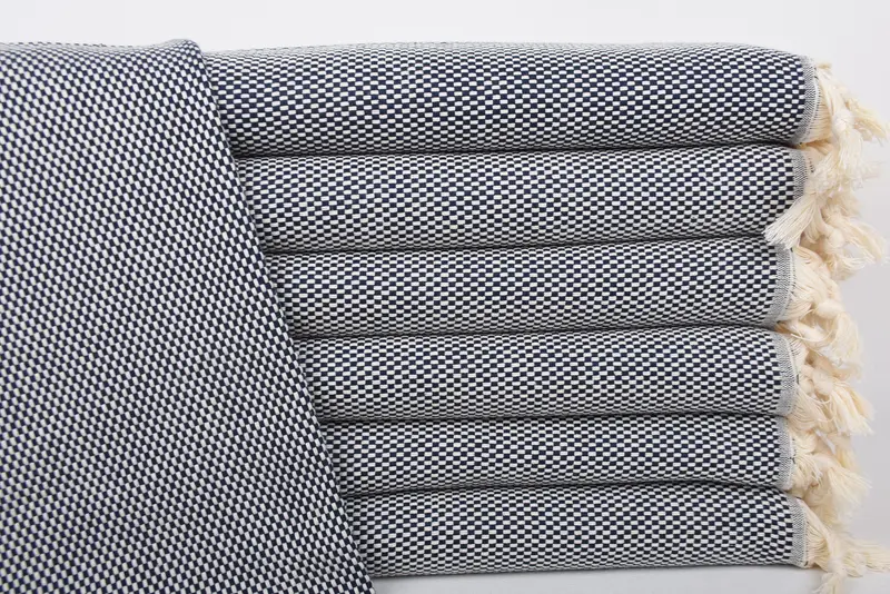 Navy Polka Dot Tea Towel Organic Cotton Hand Towel, 40x18 Inches