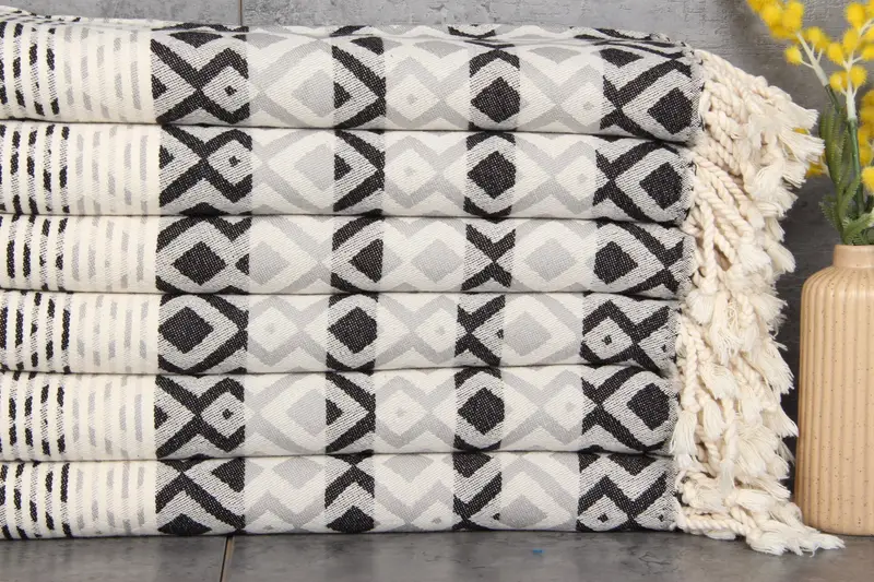 Bachelorette Towel Turkish Bath Towel Black-Light Gray Diamond 40x71 Inches