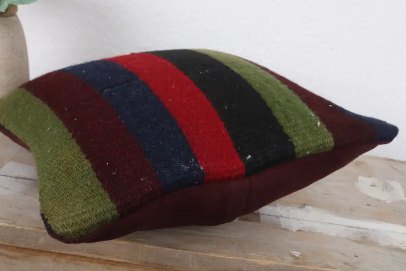 Kilim Pillow, Art Deco Pillow Cover, 12x12 Red Pillow Cover, Yoga Cushion Cover, Interior Designer Pillow, Pillow Case, Ethnical Kilim Rug Pillow - 6
