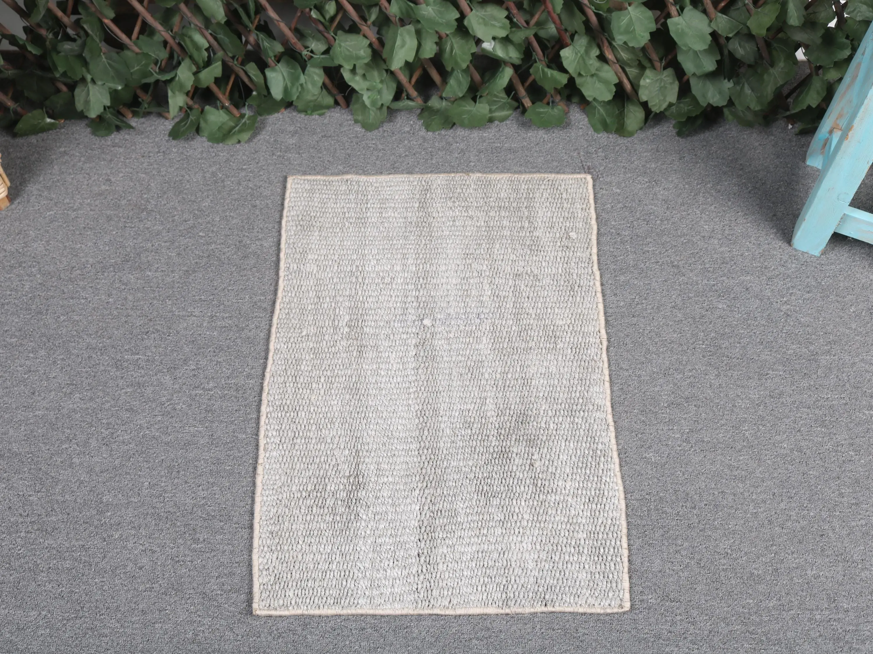 1.4x2.1 ft Rug, Turkish Vintage Rug, Gray White Polka dot Rug - 1