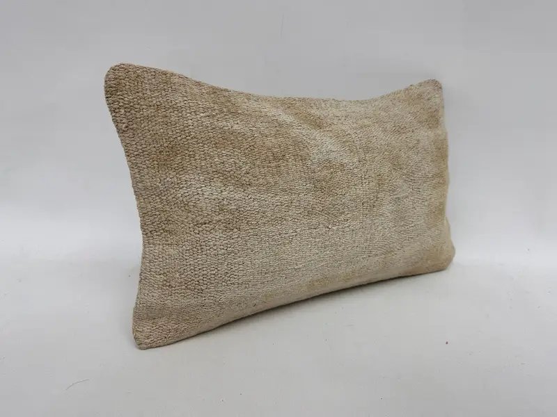 Turkish Corner Cushion Cover, Sofa Bolster Cushion Case, Pillow Case, Vintage Pillow, Gift Pillow, Kilim Cushion Sham, 12x20 Beige Pillow Case - 3