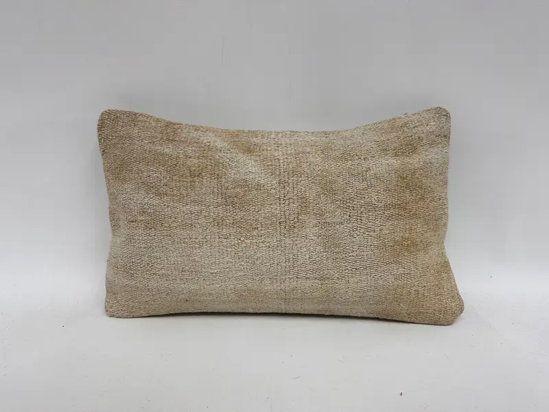 Turkish Corner Cushion Cover, Sofa Bolster Cushion Case, Pillow Case, Vintage Pillow, Gift Pillow, Kilim Cushion Sham, 12x20 Beige Pillow Case - 1