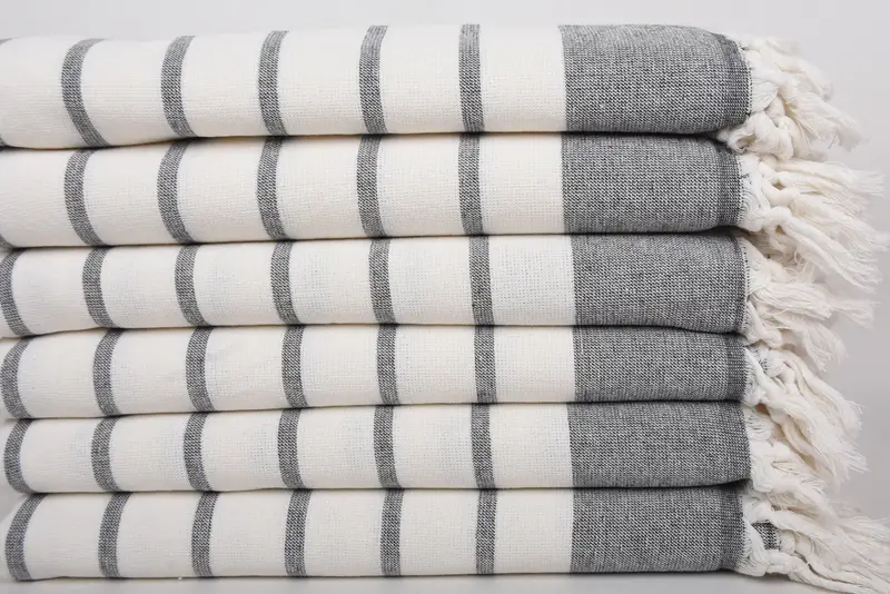 Wedding Towel Personalized Turkish Cotton Black Stripes, 67x40 Inches