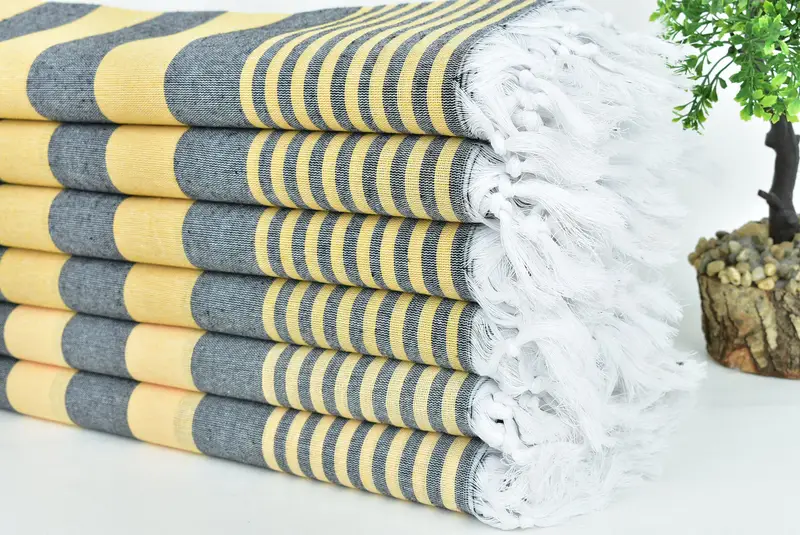 Handmade Turkish hammam towel, Hammam towel, Wedding Favors, Monogrammed Turkish Towel, Embroidery Towels, Handmade Gift, 70x40 Cotton Striped Towel - 3