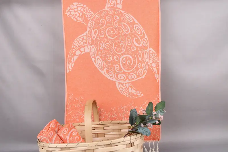 Custom Tea Towel Personalized Orange Patterned Animal Print, Beige, 18x36 Inches