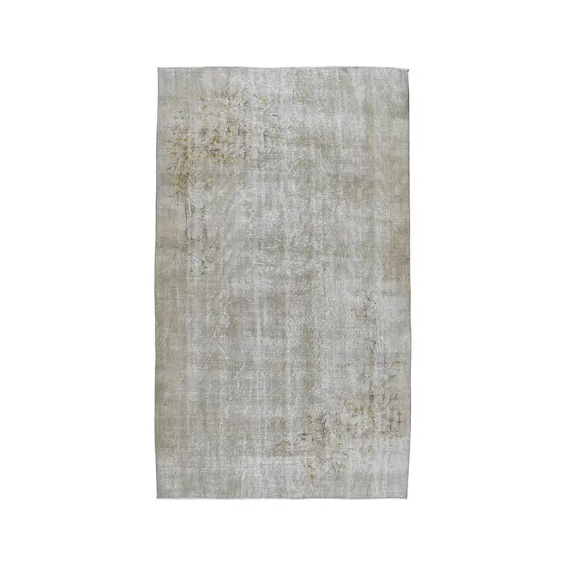 5.1x9 ft Rug, Vintage Turkish Rug, Oushak Gray Bordered Rug - 1