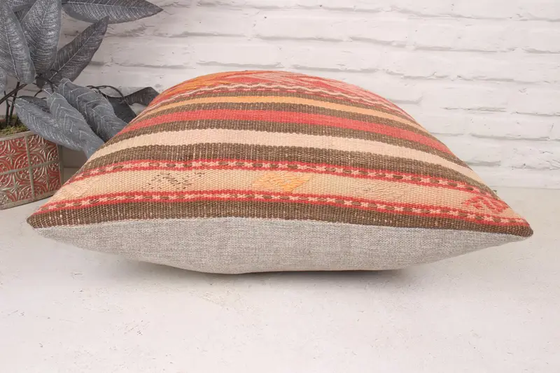 Vintage Pillow, Cushion Case, Boho Throw Cushion Cover, 20x20 Red Pillow Sham, Pillow for Couch, Vintage Kilim Throw Pillow - 5