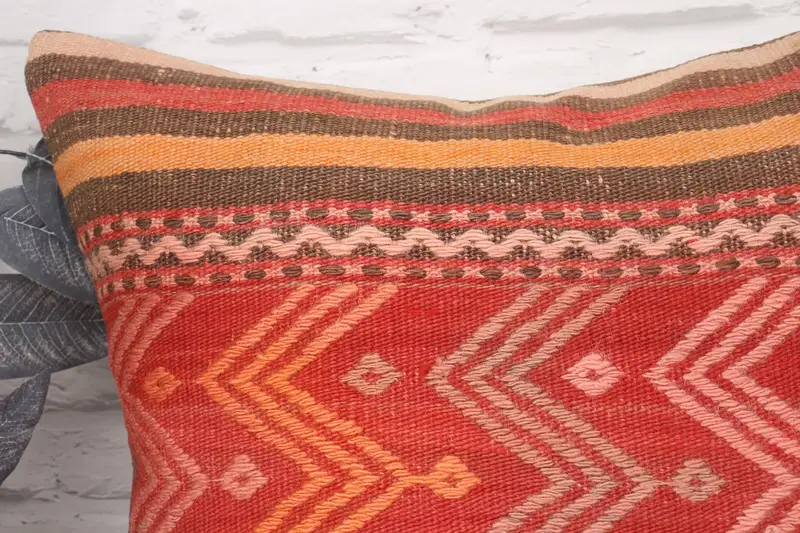 Vintage Pillow, Cushion Case, Boho Throw Cushion Cover, 20x20 Red Pillow Sham, Pillow for Couch, Vintage Kilim Throw Pillow - 2