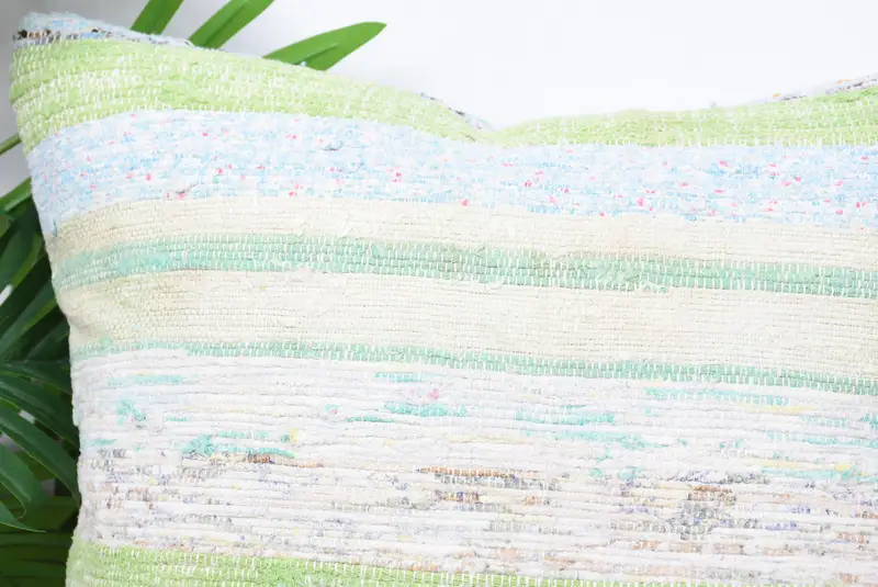 Handmade Rug Seat Pillow Cover, 18x18 Green Pillow Sham, Ottoman Cushion Case, Cushion, Home Decor Pillow, Vintage Pillow, Boho Pillow - 2