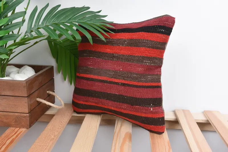 Wholesale Cushion Case, Kilim Cushion Sham, 12x12 Red Pillow, Interior Designer Pillow, Ethnical Kilim Rug Pillow, Indoor Pillow, Cushion Case - 5