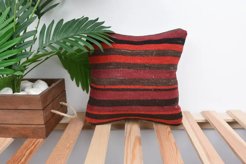 Wholesale Cushion Case, Kilim Cushion Sham, 12x12 Red Pillow, Interior Designer Pillow, Ethnical Kilim Rug Pillow, Indoor Pillow, Cushion Case - 1
