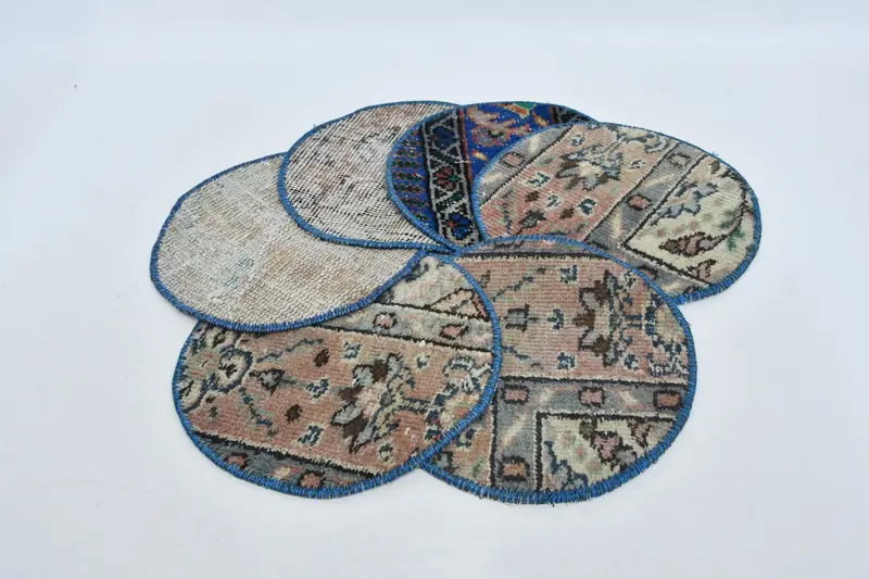 Bohemian Circle Placemats, Orange & Bronze Cotton Wool Decor