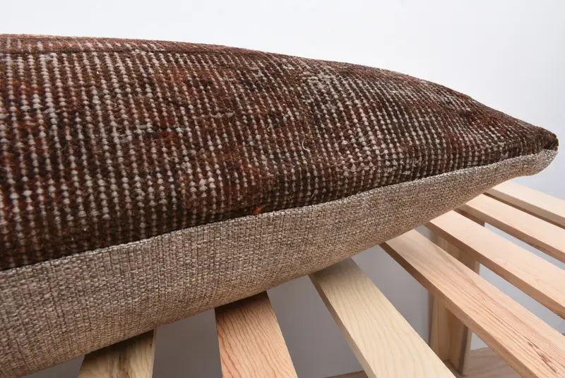 Vintage Pillow, 16x48 Brown Cushion Cover, Interior Designer Pillow, Pillow for Couch, Cushion Case, Crochet Pattern Cushion Case - 7