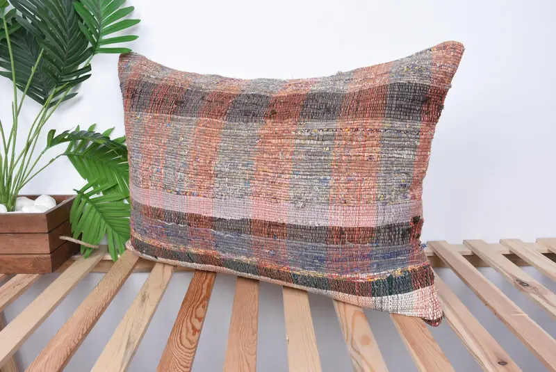 Luxury Pillow, 20x28 Gray Pillow Cover, Cushion Cover, Handmade Kilim Cushion, Throw Kilim Pillow, Patio Pillow Sham, Boho Pillow - 5