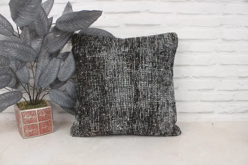 Kilim Pillow Cover, Chair Pillow Sham, Sustainable Cushion Cover, Turkish Pillow, Kilim Cushion Sham, 16x16 Brown Pillow Case, Pillow Cover - 1