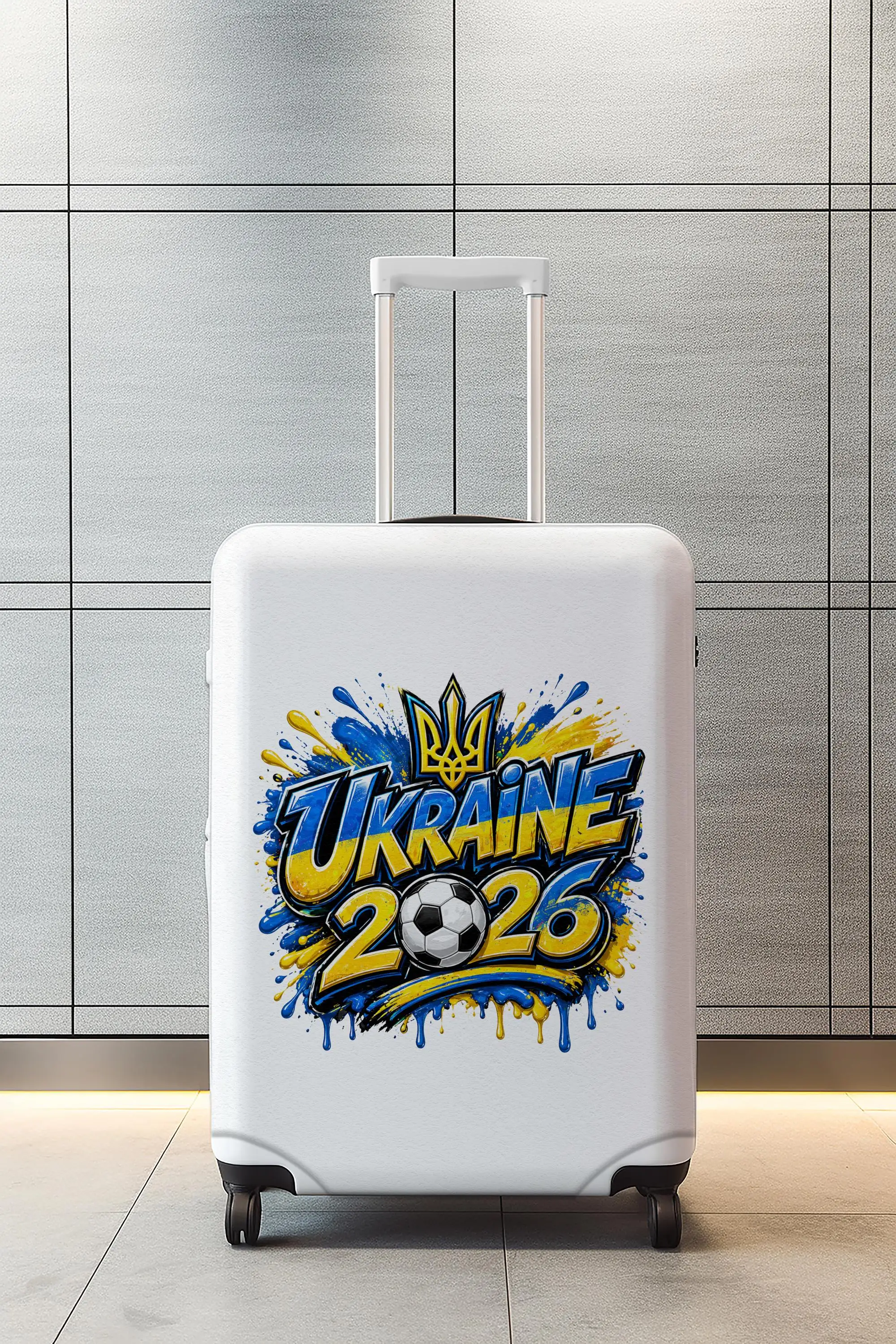 Ukraine-Fußball-Gepäckhülle, 2026-Fan-Kofferschutz mit Text - 1