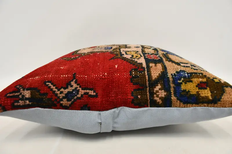 Bolster Throw Pillow, 24x24 Red Pillow Sham, Boho Pillow, Traditional Pillow Case, Pillow for Couch, Pillow, Vintage Kilim Throw Pillow - 6